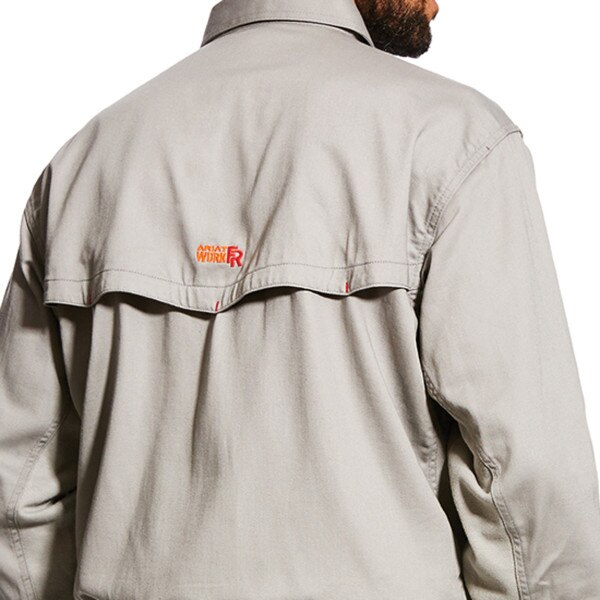 Ariat FR Solid Vent Button Down Work Shirt in Silver Fox